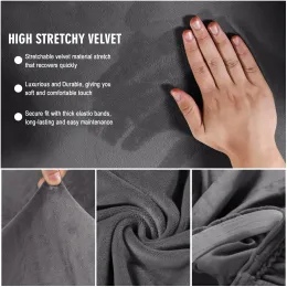 Velvet Recliner Sofa Slipcover med kopphållare Console Slate Stretch SOFA -täckning för tre säten Lastande möbelskydd