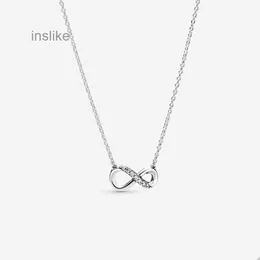 Sparkling Infinity Collier Necklace för Dora 925 Sterling Silver Party Jewelry Designer Halsband för kvinnor Girl Grif Chain Halsband med originallåda