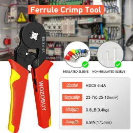 Wozobuy Wire Terminals Ratcheting Ferrule Crimper Tool HSC8 6-6A/6-4A-24-10AWG Wire Stripper, Wire Terminals Crimper Kit