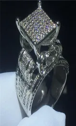 Majestic Sensation Ring 925 Sterling Silver Pave Impostazione Diamond CZ Impegno per matrimoni Anelli per donne per uomini Gioielli8473433