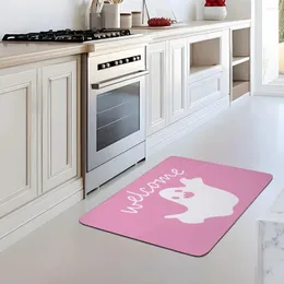 TATS de banho Série de fantasmas rosa HD Impressão de tapete personalizado Cozinha de decoração para casas para banheiro por porta de ioga não deslizamento