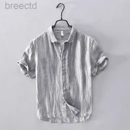 Erkek sıradan gömlekler% 100 keten yeni varış kısa kollu sıradan gömlek erkek moda marka gömlek erkekler için rahat gömlek erkekler katı overhemd Camisa 240409
