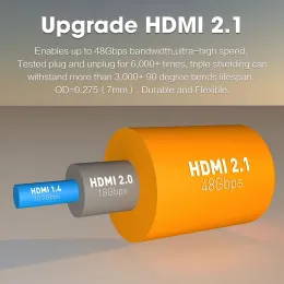 Moshou HDMI 2.1 Kabel 8K/60 Hz 4K/120Hz 48 Gbit/s HDCP2.2 HDMI -Kabelkabel für PS4 5 Splitter Switch Audio -Videokabel 8K HDMI 2.1