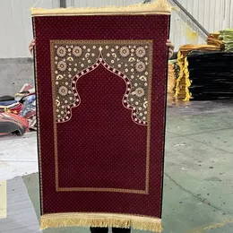 イスラム教徒の民族スタイルの礼拝マット濃厚なフリンジポータブル祈りのカーペット大人の礼拝ブランケットひざまずく毛布240401