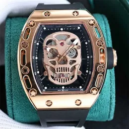 Active Richardmill Fully Watch Automatic Mechanical Trendy High-end Version Ghost Head Handmade Diamond Inlaid Domineering Men