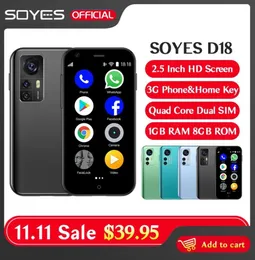 Super Mini Android 스마트 폰 휴대 전화 잠금 해제 Google Play Original Soyes MTK6580 쿼드 코어 1GB 8GB 50MP 듀얼 SIM Mobile Phon8864872