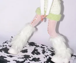 Sockenstrumpfwaren für Frauen 80er 90er Lolita Style Y2K Harajuku Kawaii High Heels Stiefel Warm Fuzzy Cover Partywear Clubwear3793170