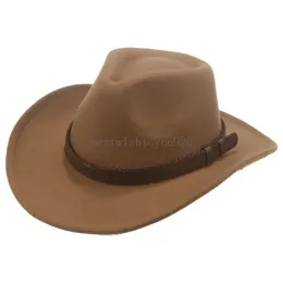 Fedora Hats Women Big Brim Panama Western Cowboy Band Khaki Camel Hip Hop Dancer Street Fedoras Hüte für Männer Sombreros de Mujer