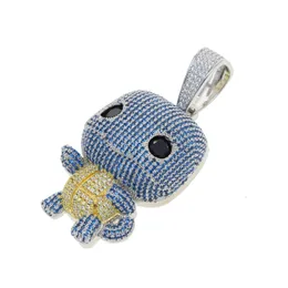 Hip Hop New Cartoon Johnny Turtle Zircon Pendant European and American Fashion Trend Men's Rap Necklace