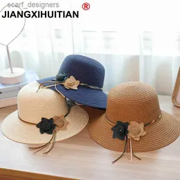 Wide Brim Hats Bucket Hats jiangxihuitian 2018 Retail 5 colors Summer women flower Simple Wavy large brimmed straw hat girls Beach Hats Y240409