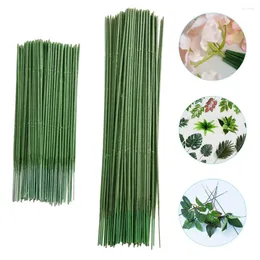 Decorative Flowers 100 Pcs Flower Stem Kit Artificial Rod Artifical Arrangement Fake Floral Roses DIY Wedding Decoration Wire