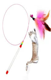 Estilo Kitten Cat Teaser interativo Rod de brinquedo com Bell and Featherpet Toys Dogs Accessoires2241562