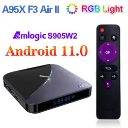 Caixa VONTAR A95X F3 AIR II RGB SMART TV Caixa Android 11 Amlogic 4GB RAM 64GB 32GB Suporte Bt Dual WiFi 4K YouTube Media Player 2G 16G