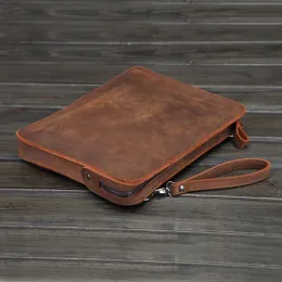 Oyixinger Orijinal Deri Erkekler Debriyaj Lüks Man Omuz Çantası 9.7 "iPad Cüzdanlar ve El çantaları Bilek Zarfı Cüzdan Para Çantası