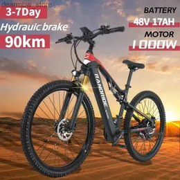 Cyklar 2024 Randride 1000W Ebike 27,5-tums aluminiumlegering Full upphängning Mountain Ectric Bike 48V 17AH Batteri MTB ECTRIC BILYC L48