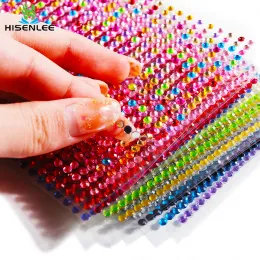 Adesivos de cristal de acrílico de 3 mm 750pcs/folha auto adesiva de strass liso colorido colorido para scrapbook Diy Craft Wall Sticker