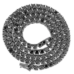 Gioielli Sgarit Sier Sier 4mm in pietra nera Diamond Moissanite Collana a catena da tennis impermeabile