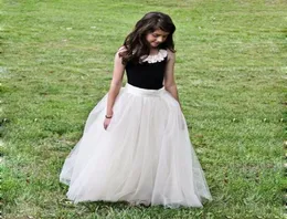 2016 Popular Cheap But Elegant Flower Girl Dresses Children Long Tulle Tutu Skirt Crew Sleeveless Floor Length Flower Girl Dress3674104