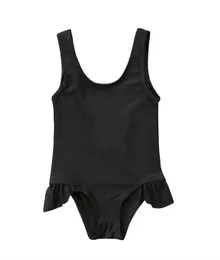 Yeni doğan yürümeye başlayan çocuk çocuklar kız bebek yaz yazlı mayo kolsuz katı siyah mayo yüzme banyo takım elbise bir parça 03y19134524