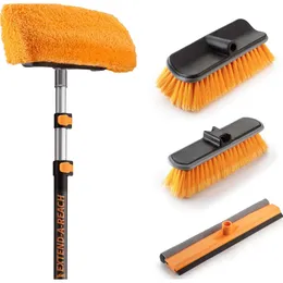 Ultimate 20ft Exterior House Cleaning Brush Set with Telescopic Extension Pole, Vinyl Siding Brushes, Window Cleaning Squeegee Tool - Complete Cleaning Solution