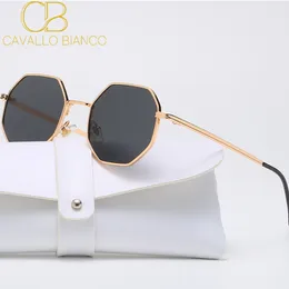 Mode Retro Sonnenbrille Klassische Metallpolygonale Sonnenbrille Sonnenbrille Achteckbrille Y2K Cavallo Bianco