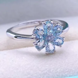 Anelli a grappolo gioielli ad anello d'argento con gemma aquamarine naturale 3 4mm per donna da appuntamenti per feste di nozze