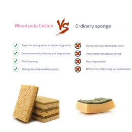 Dubbelsidig skurplatta rengöringsrätter Lätt att använda skrubba ren dubbelsidig rengöringssvamp Kök Eraser Dish Sponge