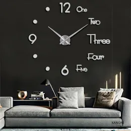 2022 التصميم الحديث على مدار الساعة الحائط الكبير 3D DIY Clocks Clocks Fashion Watches ملصقات المرآة الأكريليك