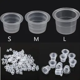 1000PCS S/M/Lプラスチック使い捨てマイクロブレードタトゥーインクカップ恒久的なメイクアップピグメントホルダーコンテナキャップタトゥーアクセサリー