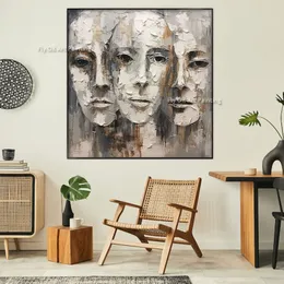 Emotion Oil Painting 100% Handmade Big Woman Face Textured Modern Canvas Painting Abstract Wall Decor Living Room Office Art As Beat Gift