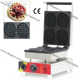 Коммерческий неразовый 110 В 220 В электрический 4pcs 115см Mini Roud Standard Waffle Maker Iron Baker Machine Plom