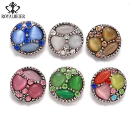 Charm Bilezikler Royalbeier 6pcs/Lot Çok Renkli Rhinestone Opal Yuvarlak Metal Takılar 20mm Bileklik Takı için 18mm Snap Düğmesi KZ0361