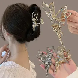 Garra de cabelo de metal elfo do strass para mulheres clipe de caranguejo de cabelo cristal pérola acessórios para cabelos de pérola