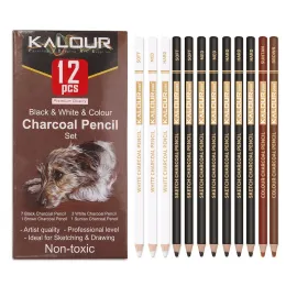 Kalour Professional Sketch Pencilsセット6/12pcsグラファイト描画チャコールペンシルウッドアーティストのための非毒性絵画アート用品