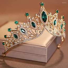 Hair Clips Itacazzo Bridal Headwear Green-Colour Ladies Exquisite Dazzling Party Crown Luxurious Birthday Tiaras