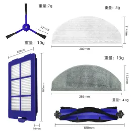 Rullsida borste moppdukar trasa hepa filterdelar för anker eufy robovac x8 serie hybrid robot dammsugare tillbehör