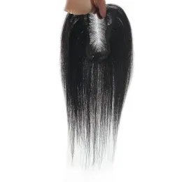 Schweizer Spitze menschliches Haar 8x11cm Topper Haarstücke 2 Klammern im glatten Haar Toupe für Frauen mildes Haarausfall Volumen