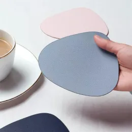 Leather Droplet Shape Mat Coaster Solid Color Heat Resistant Coffee Placemat Minimalist Non-slip Table Mat Kitchen Accessories