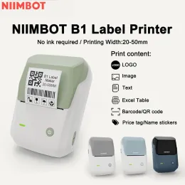 Yazıcılar Niimbot B1 Etiket Yazıcı Taşınabilir Taşınabilir Termal Yazıcı Mini Barkod QR Kodu Çıkartma Kağıt Rolls Maker Kablosu