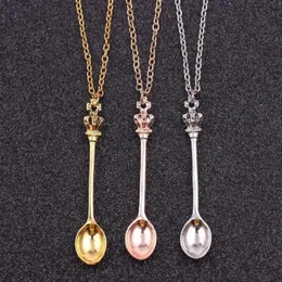 Crown Mini Tea Spoon Vintage Royal Festival Pendant Necklace