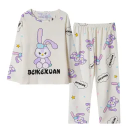 2024 Herbst Kinder Milch Seidenpyjamas Sets Kawaii Sanrioed Anime Cinnamoroll Kuromi Jungen Mädchen Nachtwäsche Kinder Homewear Kleidung