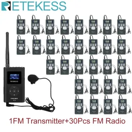 Radio Retekess FT11 FM Transmitter+30pcs FM Radio Receiver PR13 نظام نقل الصوت اللاسلكي لتوجيه التدريب على اجتماع الكنيسة