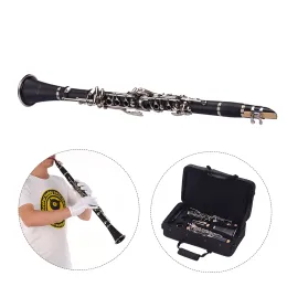 Muslady ABS 17-Key Clarinet Bb Flat with Carry Case Gloves Cleaning Cloth Screwdriver 10pcs Reed and Case Woodwind Instruments