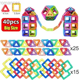 Ímãs brinquedos magnéticos 40pcs tamanho médio designer magnético Magnet Blocks Acessórios Toys de construtor educacional para crianças 240409