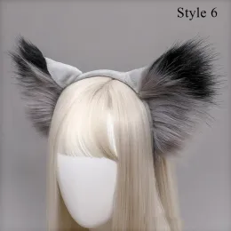 Plush Wolf Cat Ears عقال فروي Faux Fur Fur Hairbands Fluffy Animal Fox Hair Hoop Cosplay إكسسوارات شعر واقعية جميلة