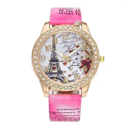 Wristwatches Vintage Paris Fashion Women S Watches Eiffel Tower Round Leather Strap Minimalist Waterproof Watch Reloj Hombre Drop Del Dhmmg