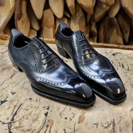 Stiefel Schwarze Oxford Schuhe für Männer Schnürung Quadrat Zehen Frühling Herbst handgefertigte Männer Kleiderschuhe kostenlos Versandgröße 3846