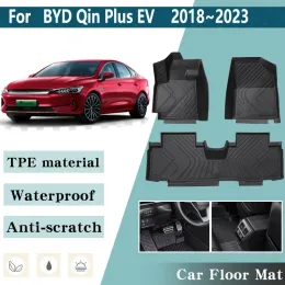 Lhd Car Floor tapetes para Byd Qin Plus EV Acessórios 2018 ~ 2023 Automóvel Pais do painel Pontas de carpete Anti-Dirty Mats Acessórios para carros