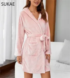 Long Sleeve Velvet Hooded Robe