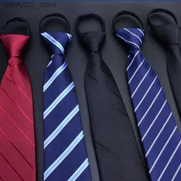 Шея галстуки галстук Мужчина на молнии на молнии корейская версия узел бесплатно черная синяя полоса ленивая легкая для вытягивания жениха redq